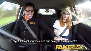 Fake Driving School Slim hot redhead minx fucks better gear up she drives